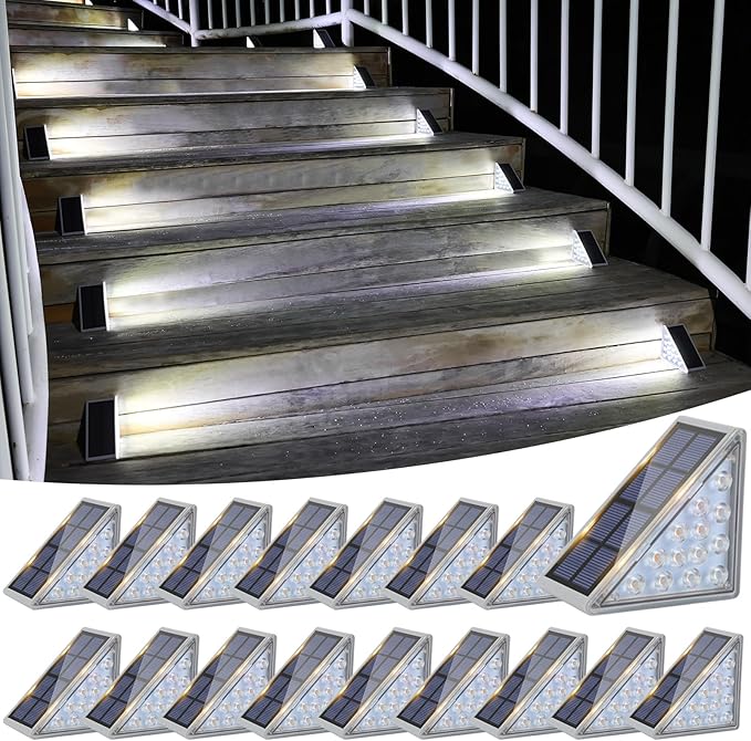 VOLISUN Solar Stair Lights 16 Pack, Solar Step Lights Waterproof IP67, Outdoor by VOLISUN