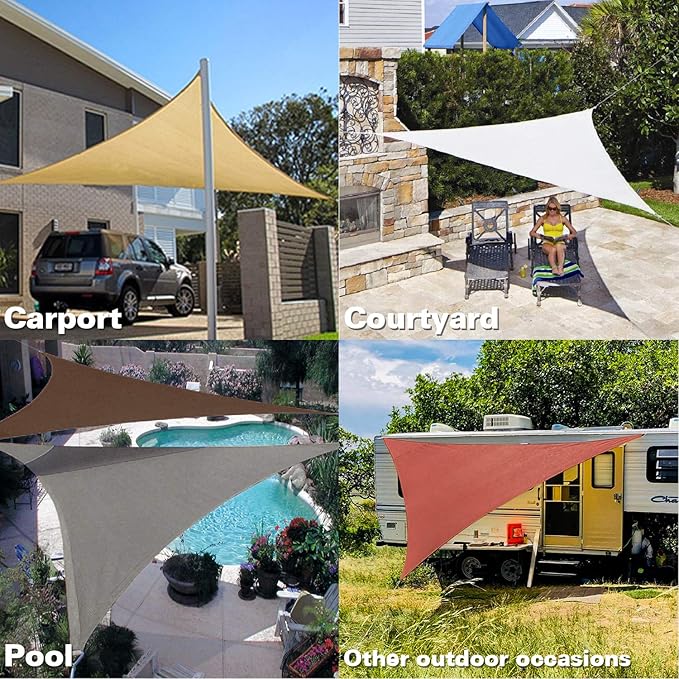 KANAGAWA Sun Shade Sail 15'x15'x21' Rust Red Triangle UV Block Canopy Cover - Image 7