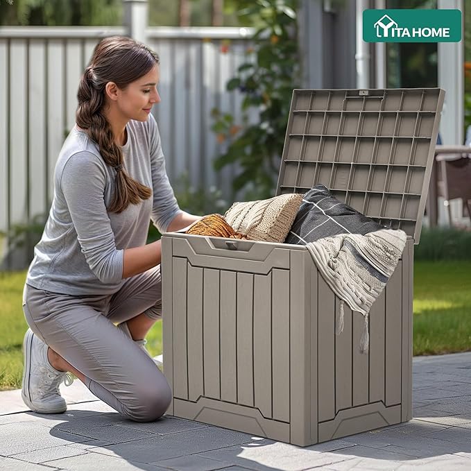 YITAHOME 31 Gallon Outdoor Storage Box, Resin Deck Box and Waterproof Package - Image 4