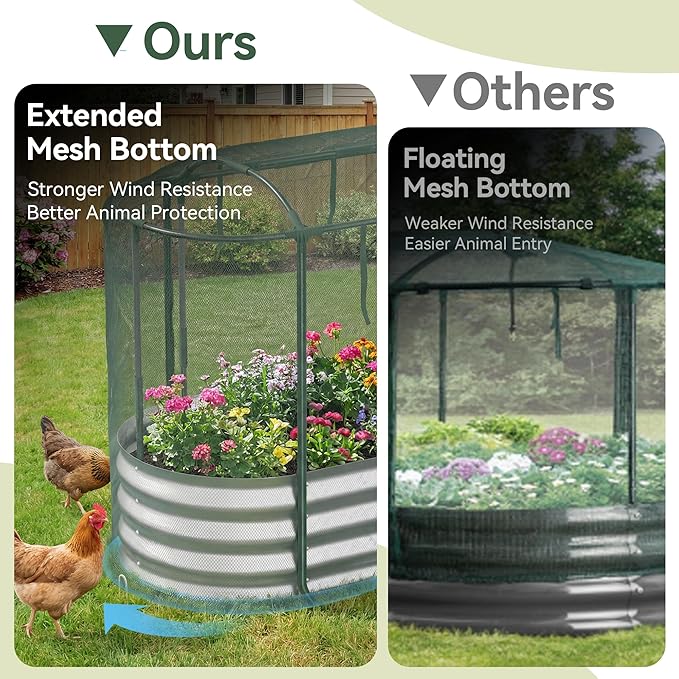 Raised Garden Bed with Sprinkler Timer and Self-Watering System, Oval Raised - Image 4