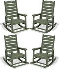 SERWALL Outdoor Rocking Chair Set of 4, Oversized HDPE Patio Rocking Chair by SERWALL
