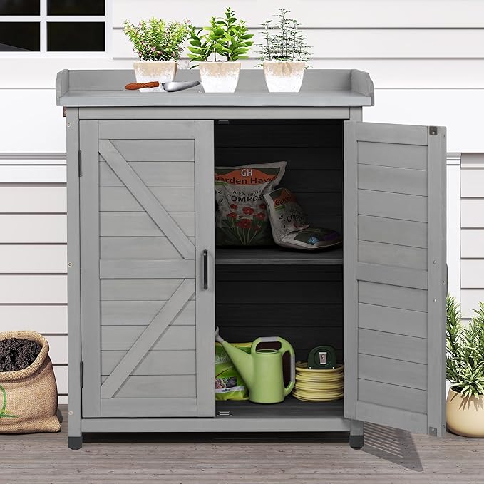 Outdoor Storage Cabinet & Potting Bench Table - Image 7