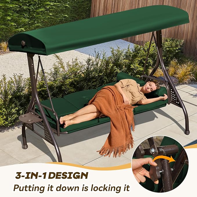 3 in 1 Patio Swing with Adjustable Canopy - Image 5
