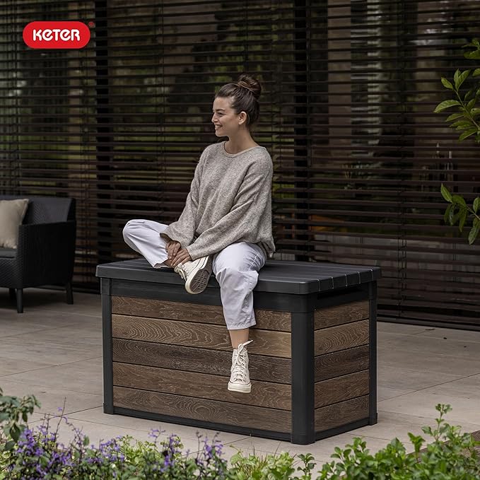 Keter Walnut 100 Gallon Resin Deck Box-Organization and Storage - Image 10