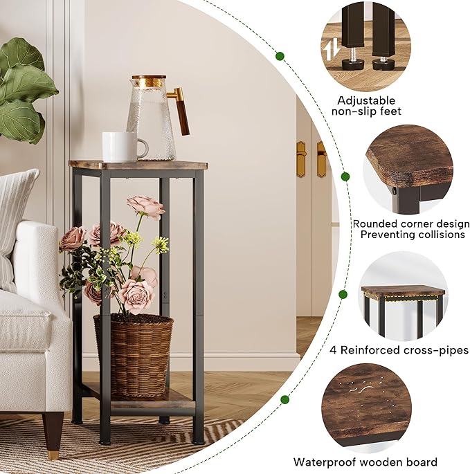 Homeiju 2-Pack Plant Stand Indoor, 2 Tier Wood Corner Plant Stand, Modern - Image 8