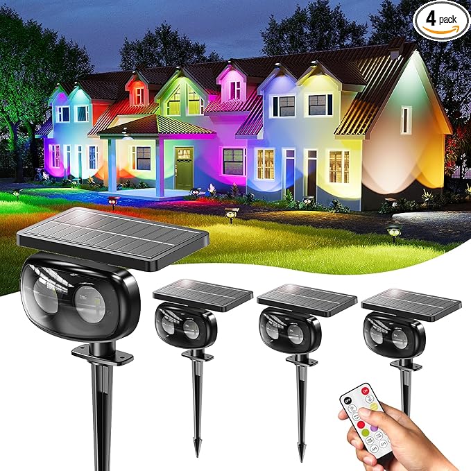 Solar Spot Lights Outdoor Waterproof IP68, RGB Colors Changing Solar Lights by Unknown