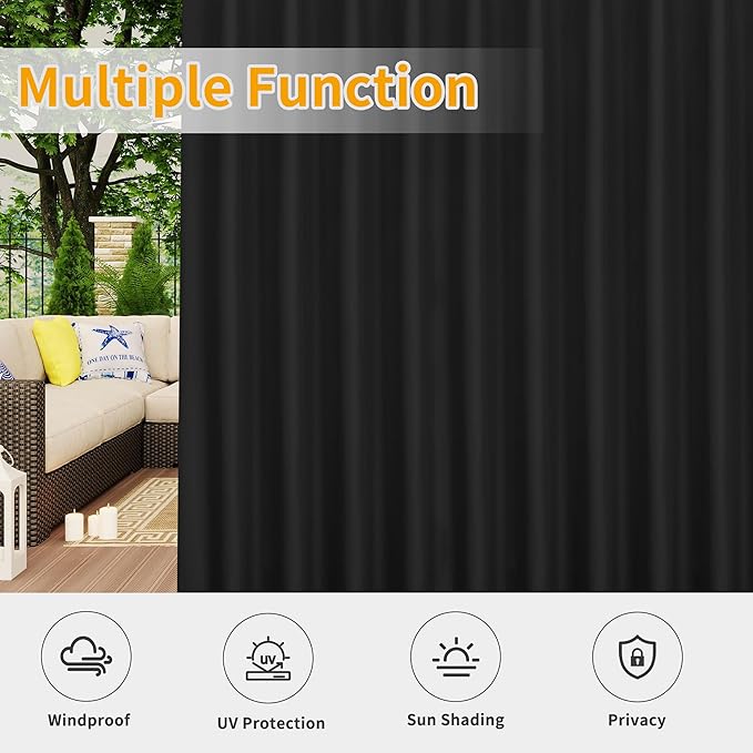 Easy-Going Outdoor Patio Curtains Detachable Tab Top Windproof Weatherproof - Image 4