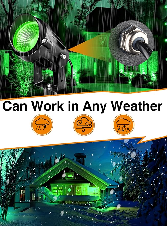 Christmas Green LED Spot Lights Landscape Lights Outdoor, 110v Plug in - Image 5