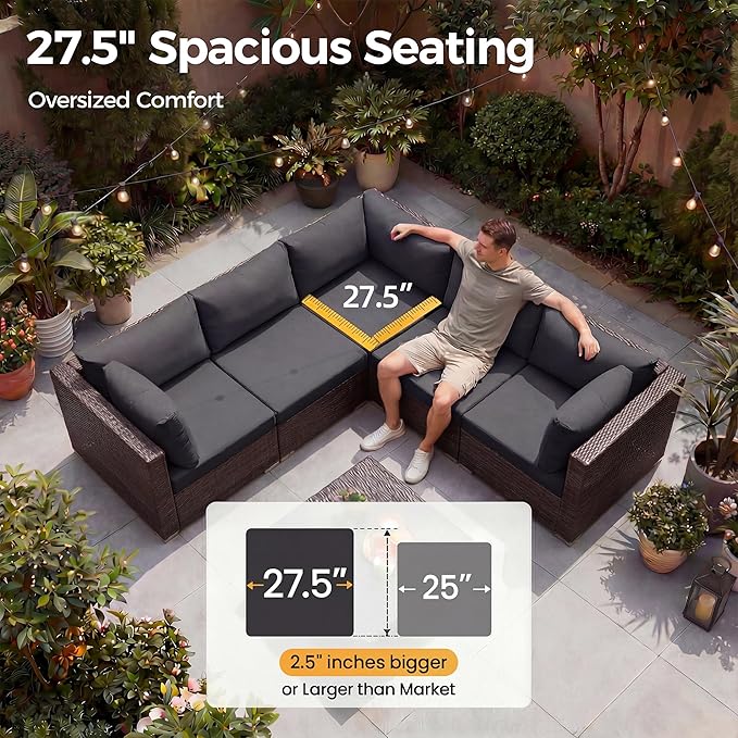 NICESOUL 11 Pcs Modern Outdoor Patio Sectional Furniture Set - Image 6
