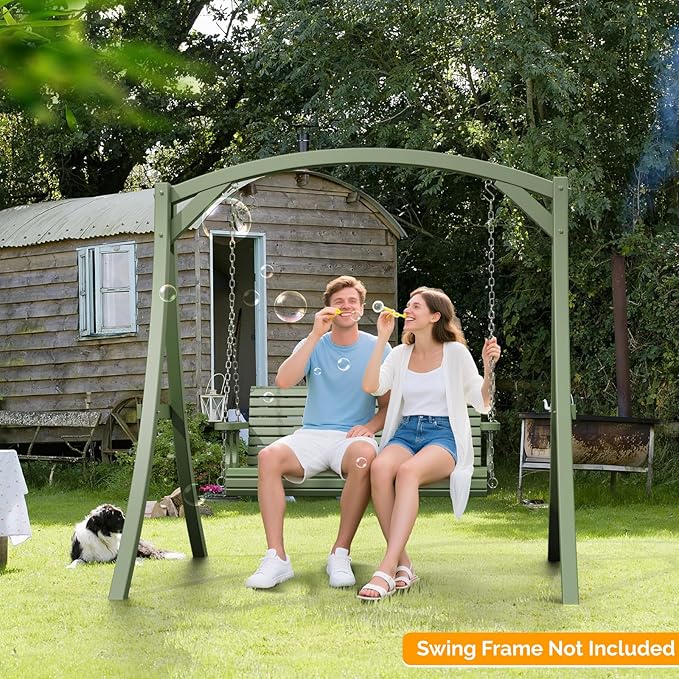 VINGLI Upgraded Patio Wooden Porch Swing - Image 6