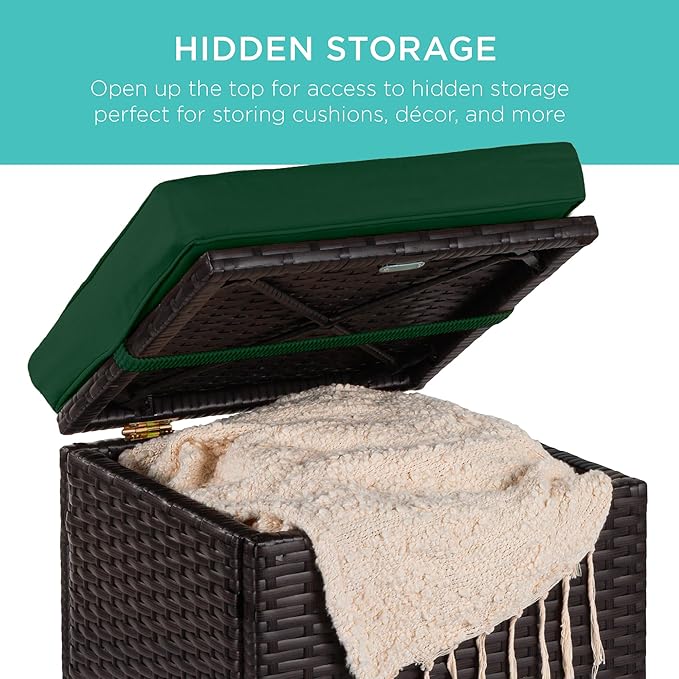 Best Choice Products Set of 2 Wicker Ottomans, Additional Seating, Side Table - Image 3