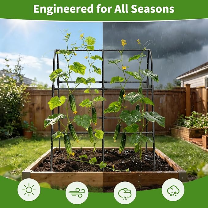 Cucumber Trellis for Raised Bed, U-Shape Garden Trellis for Climbing Plants - Image 6