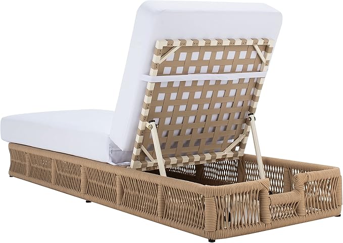 SAFAVIEH Outdoor Collection Gillian Tan Rope/White Cushion Chaise Lounge Chair - Image 11