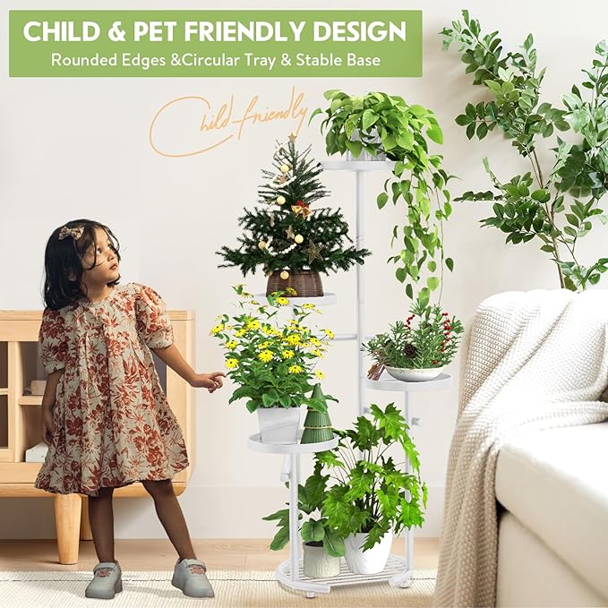 TOSKING 5 Tier Metal Plant Stand Indoor, Plant Shelf, Corner Shelf Flower Pot - Image 5