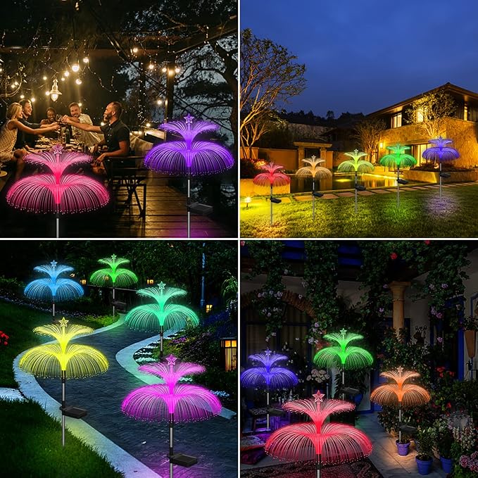 Solar Garden Lights 3 Pack New Upgraded Solar Lights Outdoor Waterproof 7 Color - Image 5