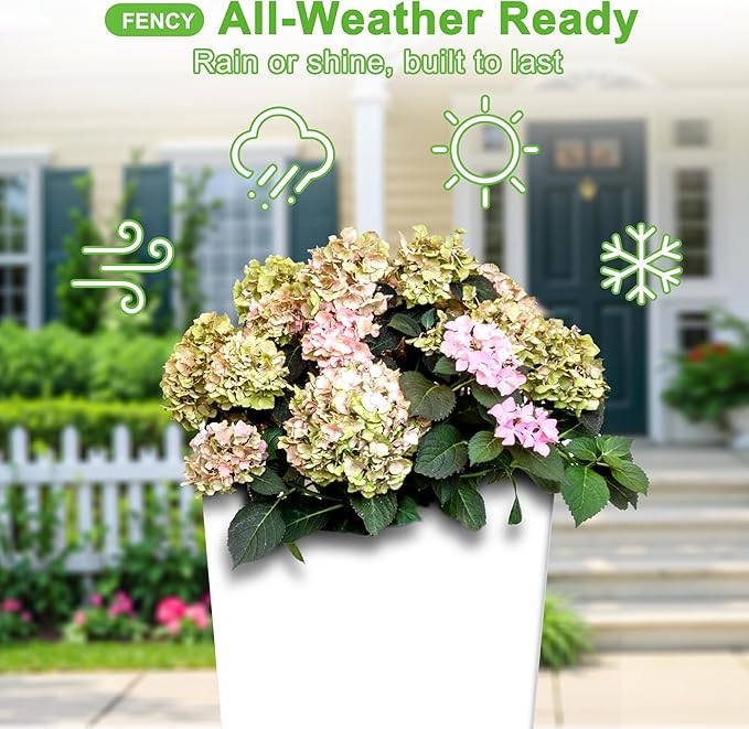 FENCY Set of 2 Tall Planters for Outdoor Plants, 24 Inch Large Tapered Pots - Image 4