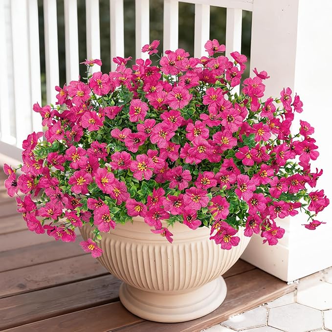 Bassion Artificial Flowers for Outdoors, 24 Bundles UV Resistant Fake Flowers - Image 2