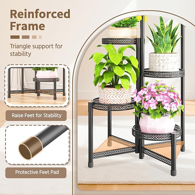 LASZOLA 5 Tiered Folding Tall Plant Stand Indoor Outdoor - Image 4