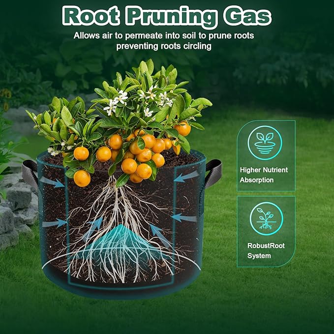 5 Pack 7 Gallon Grow Bags with Handles, Thickened Aeration Nonwoven Fabric - Image 6