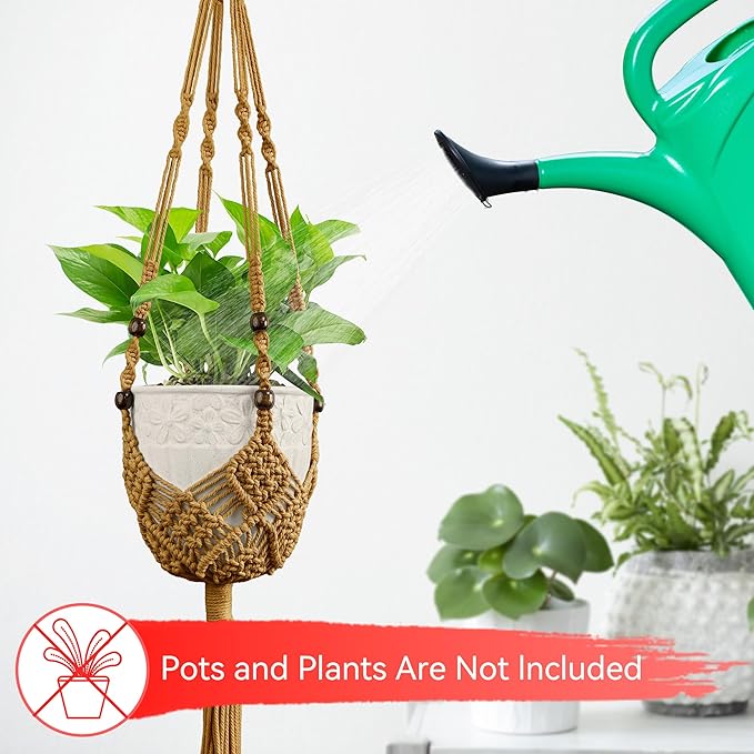 USLAI Macrame Plant Hanger Indoor Outdoor, Fits 3 to 6.5 inch Pots, Hanging - Image 7