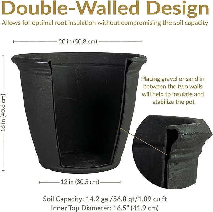 Sunnydaze 20-Inch Anjelica Large Plastic Pot - Image 6