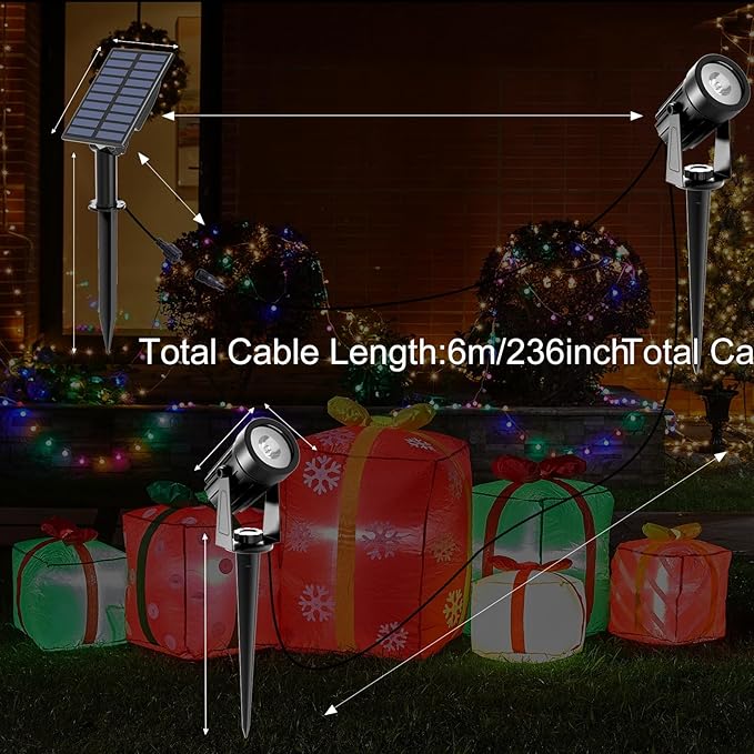 T-SUNUS RGB Solar Spot Lights Christmas, Metal Color Changing Landscape - Image 4