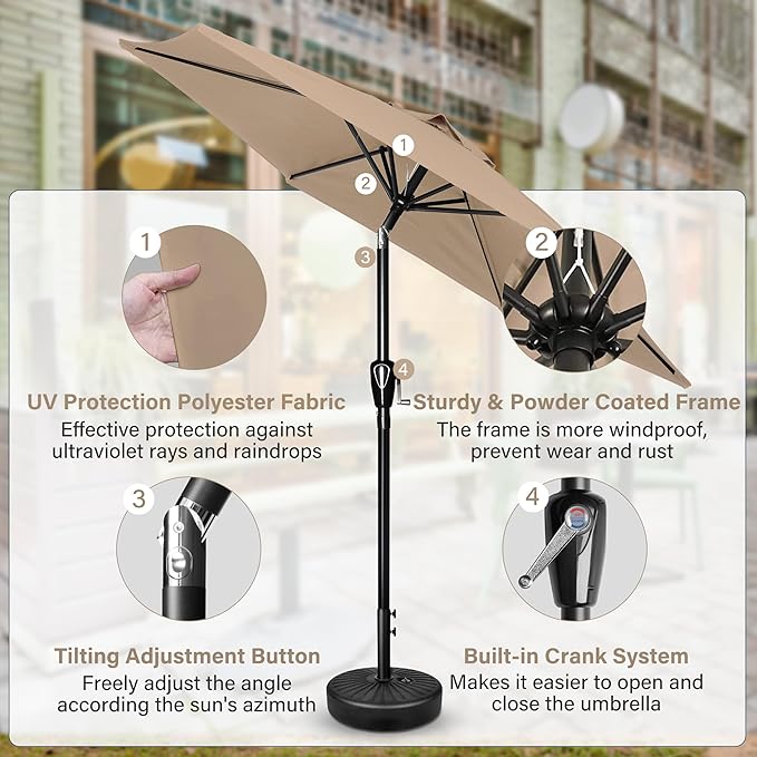 Simple Deluxe 9' Patio Umbrella Outdoor Table Market Yard Umbrella - Image 3