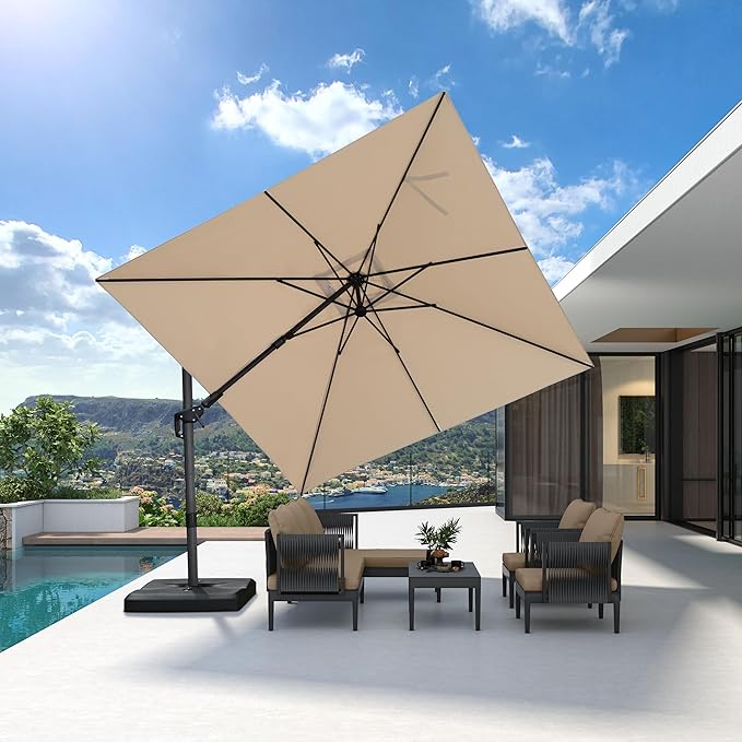 PURPLE LEAF 10' X 10' Left-right Tilting Patio Umbrella Outdoor Cantilever - Image 2