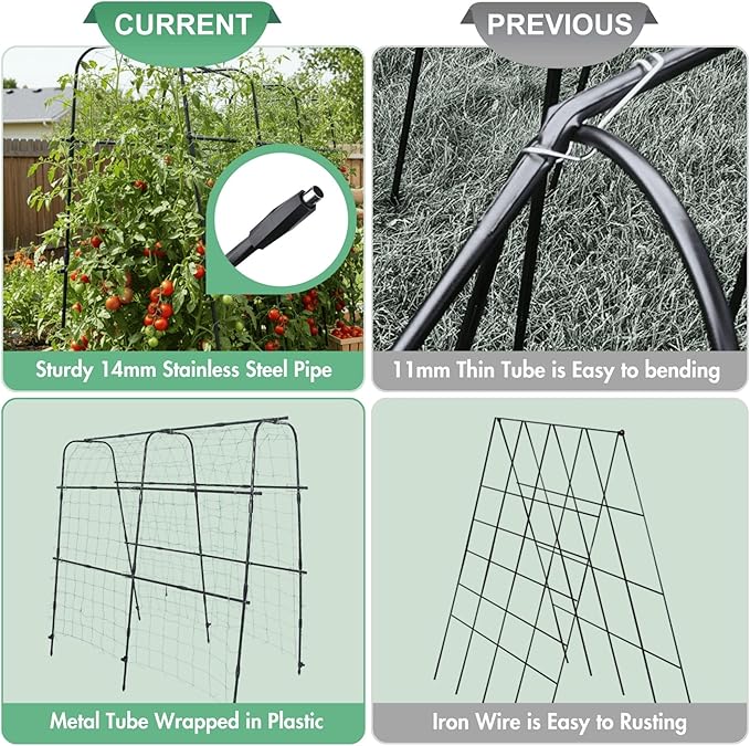 Cucumber Trellis Arch 5.3FT Black PP Coated Stainless Steel Garden Arch Trellis - Image 5