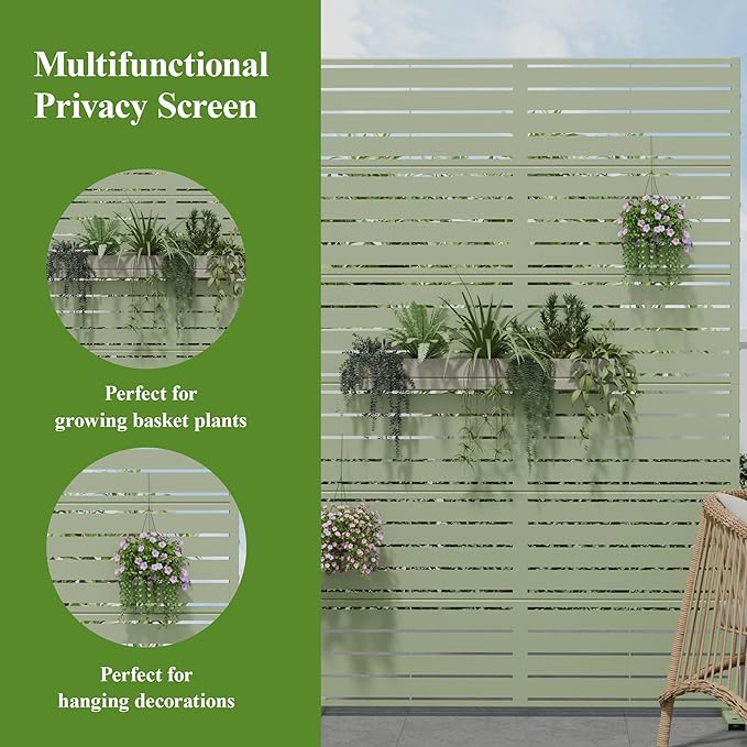 Casaphoria Metal Privacy Screen Outdoor, Light Green-Louvered - Image 5