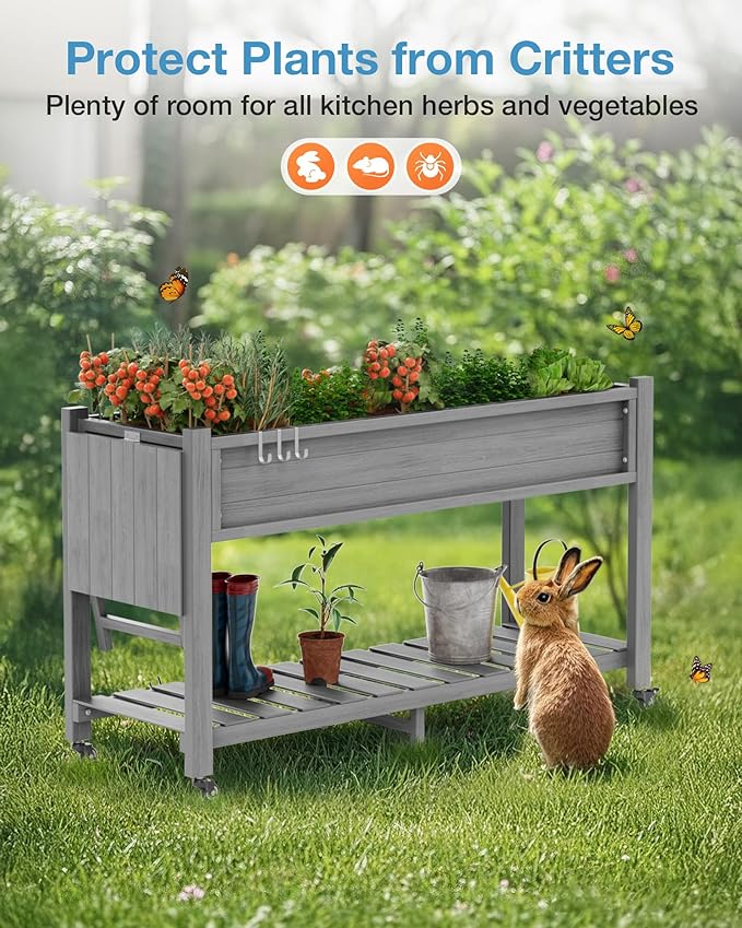 YEFU Raised Garden Bed with Legs: 57x18x30in Weight Capacity 400lb - Image 6