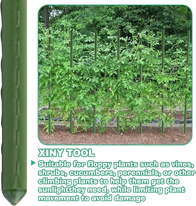 Xiny Tool Garden Stakes, 25 Pack Steel Plant Garden Tomato Stakes - Image 5