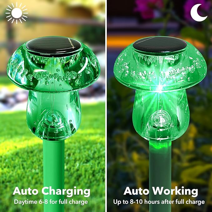 Solar Lights Outdoor, St Patricks Day 8 Pack Mushroom Landscape Lights - Image 2