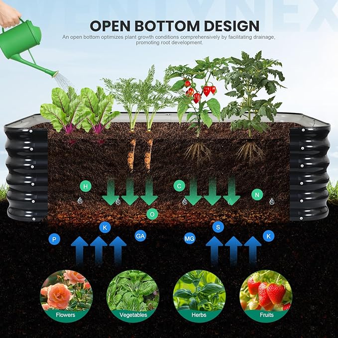 5×3×1.4FT Galvanized Raised Garden Bed Outdoor, Metal Raised Garden Bed Kit - Image 4