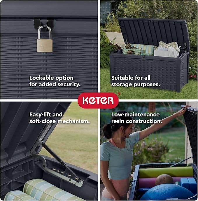 Keter Outdoor Storage Deck Box for Patio, Backyard & Garden, 110 Gal, Organizing - Image 4