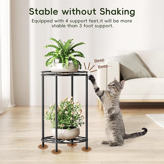 Plant Stand 2-Tier 10.2in Width 16.4in Tall Flower Pot Rack Small Plant Table - Image 4