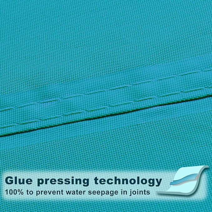 SUNNY GUARD Waterproof Sun Shade Sail 16' x 16' x 16' Turquoise Blue Triangle - Image 3