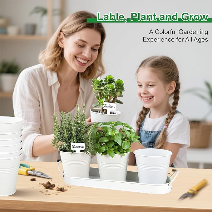 Herb Garden Planter Indoor Kit – 6 Metal Pots - Image 5