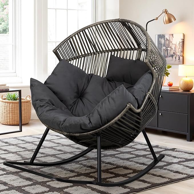 Vongrasig Wicker Rocking Egg Chair PE Rattan by Vongrasig