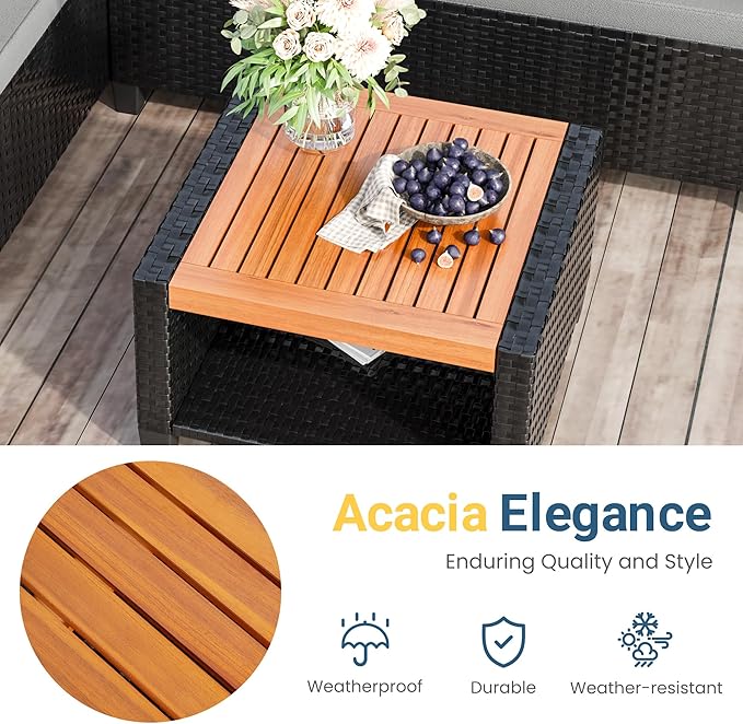 Wisteria Lane Small Patio Furniture Set, All-Weather PE Rattan Outdoor - Image 7