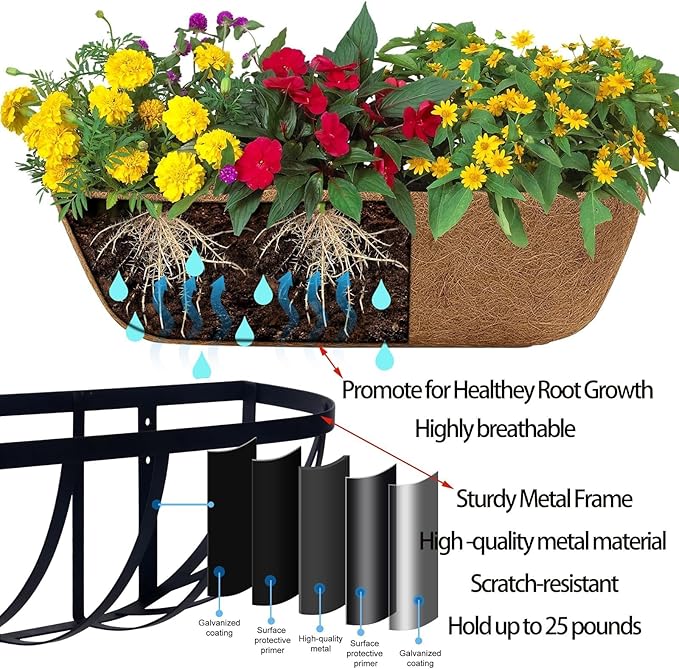 4 Pack 16" Railing Planter Window Box - Image 6