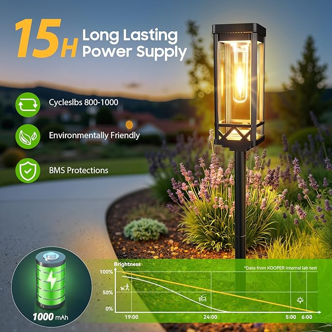 KOOPER Taller Solar Pathway Lights Outdoor, 12 Pack Upgraded Brighter Solar - Image 2