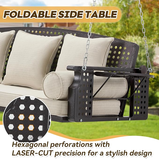3 Seat Porch Swing, Patio Swing Bench - Image 5
