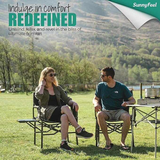 SUNNYFEEL Camping Directors Chair, Heavy Duty, Oversized Portable Folding Chair - Image 5
