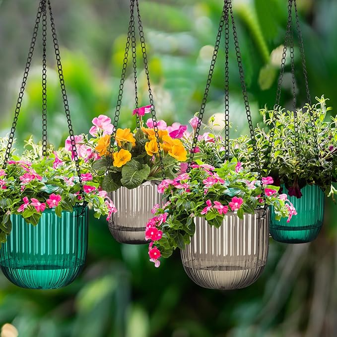 Maxcheck 4 Pcs Self Watering Hanging Planters Indoor Gift 6.5'' 4.5'' Hanging - Image 6