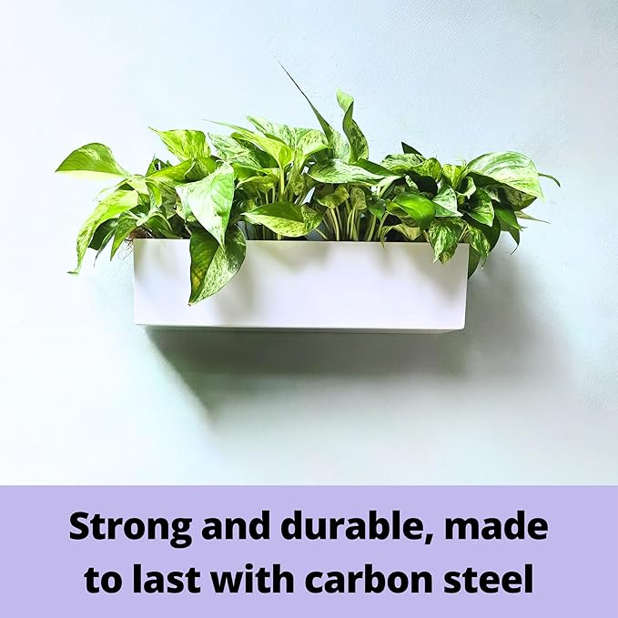LaLaGreen Wall Planter Carbon Steel White Metal Hanging Flower Pot - Image 3