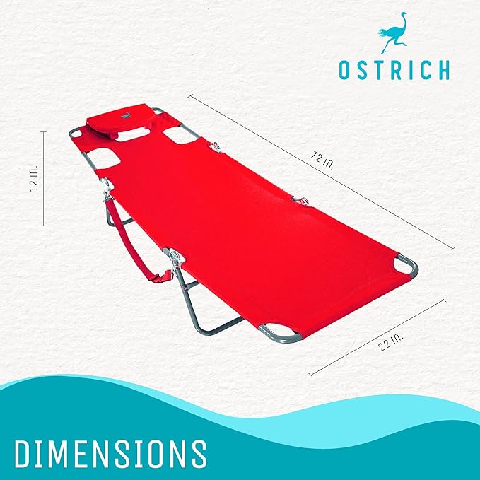 Ostrich The Original Chaise 72 x 22 Inch Lounge Portable Reclining Lounger - Image 3