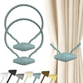 Hion Magnetic Curtain Tiebacks Gray Blue 2pcs, Curtain Tiebacks Buckles by Hion