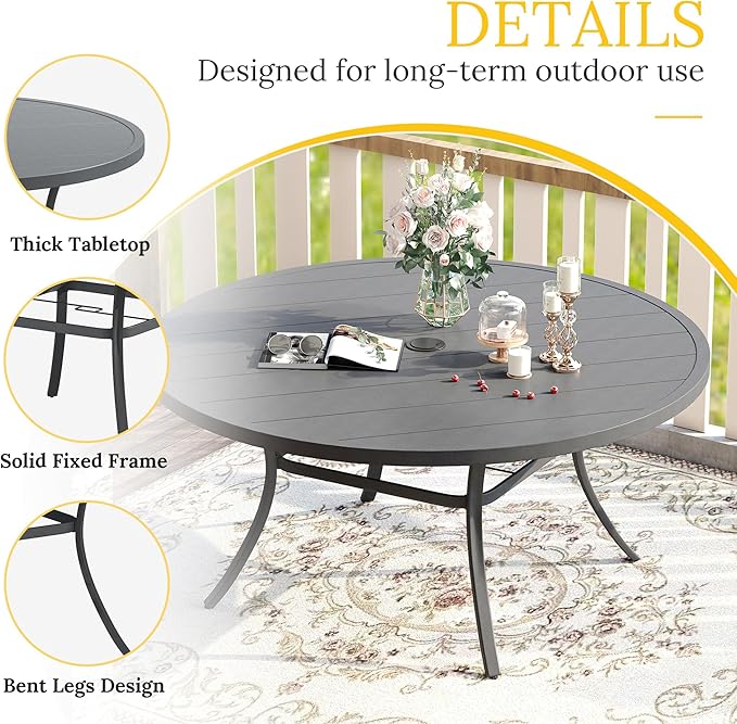 VICLLAX 63" Outdoor Round Patio Table - Image 4
