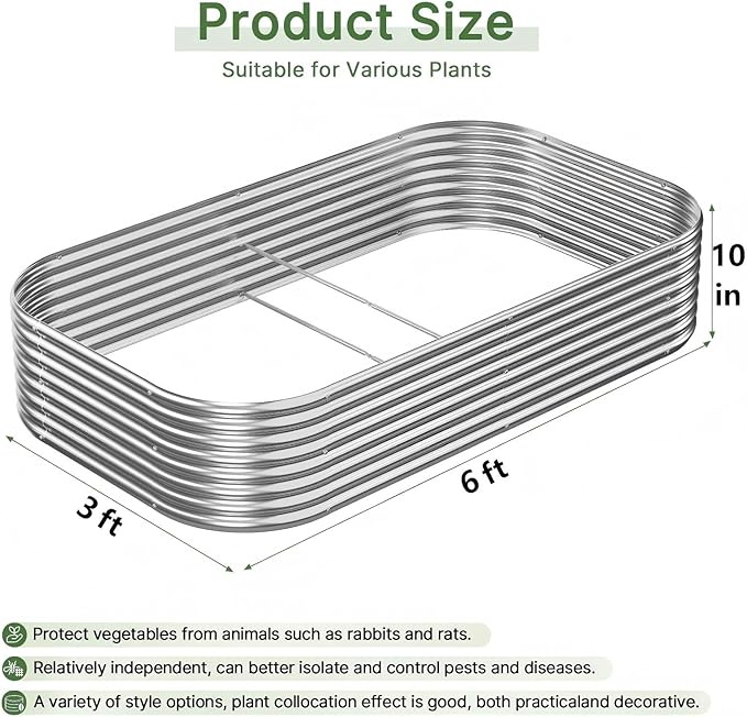 4 PCS 6x3ft Galvanized Raised Garden Bed Outdoor, Metal Garden Bed - Image 2